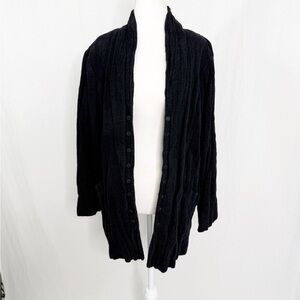 Eileen Fisher Modal Soft Cotton Snap Front Cardigan Jakcet, Size XL, Black